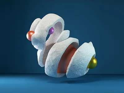 161214 P 3d abstract composition duck snow spheres