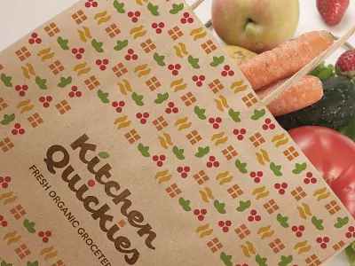 Kitchen Quickies identity brand identity fresh grocery groceteria identity logo logotype organic pattern shop store