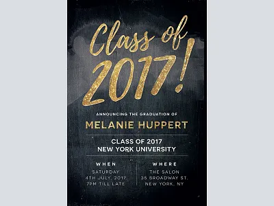 Graduation Invitation Black banner black flyer gold graduation invitation party school typography
