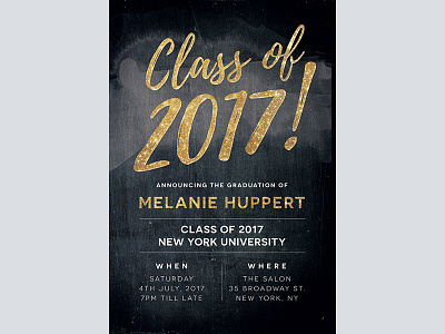 Graduation Invitation Black banner black flyer gold graduation invitation party school typography