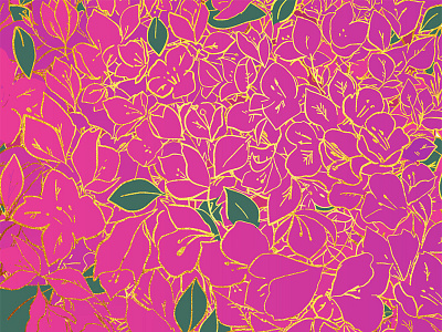 Bougainvillea Study floral flowers gold gradient pattern pattern design pink surface design