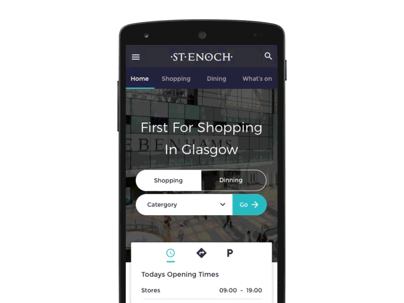 Shopping Centre Mobile Home Page design digital glasgow homepage mall mobile responsive shopping center swipe ui ux web
