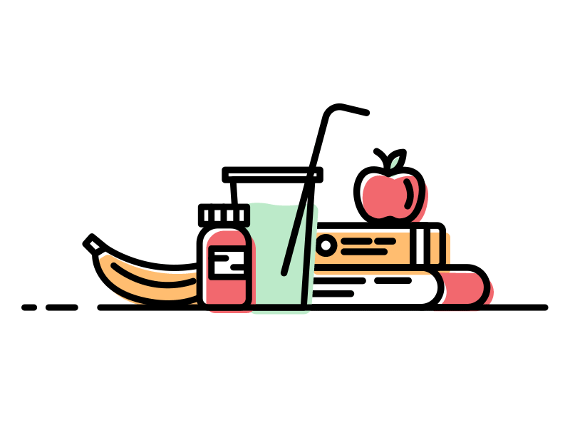 Healthhacks animation bold colours design flat food graphic health lines motion vector