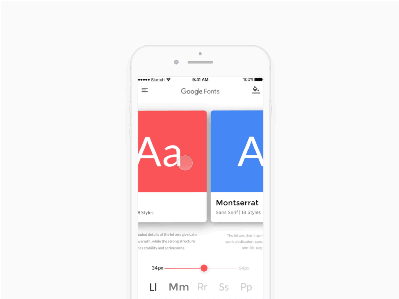 Google Fonts (Animated) animation daily fonts google interaction iphone minimal principle typeface ui ux white