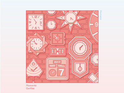 Momentz clock design flat gorillaz illustration line minimal music