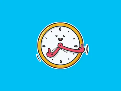 Fuck U o'clock bright character clock fuck fun illustration smile