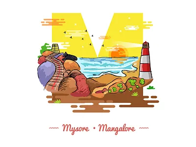 M ~ Mysore, Mangalore. 36day m @36daysoftype adobe designmilk designspiration graphicdesigncentral heritage illustration india sheherseries theydrawandtravel travel