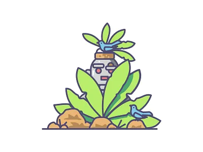 Stealth Bot animation birds gif hiding lookout robot stealth