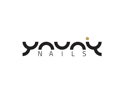 Youniq Nails Logo black emblem gold logo nail