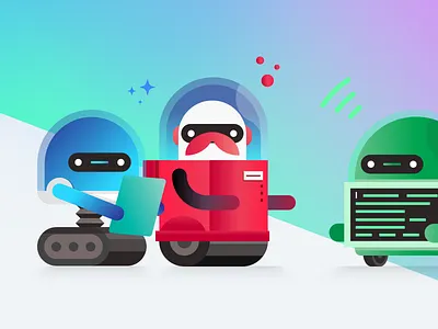 Beep Boop Bop disk microcosm robots screens treads wheels