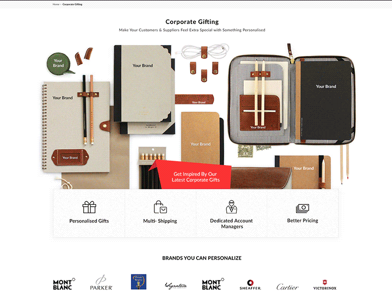 Corporate Gifting Page corporate ecommerce gifting user interface