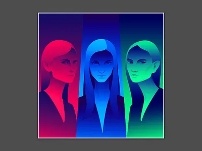 Isabella blue green llustration red