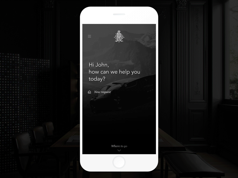 How can we help you today? concierge ios app lifestyle luxury motion service ui