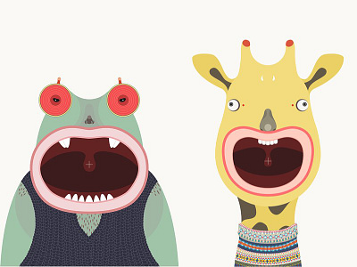 Feed Me animal app color eat food frog giraffe illustration mouth