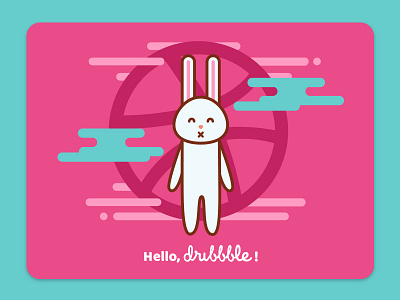 Hello_dribbble debut dribbble first first shot hello dribbble illustration rabbit welcome