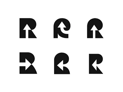 R / Arrow arrow logo mark negative space r symbol