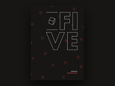 FIVE abstract design five minimal poster print red typo