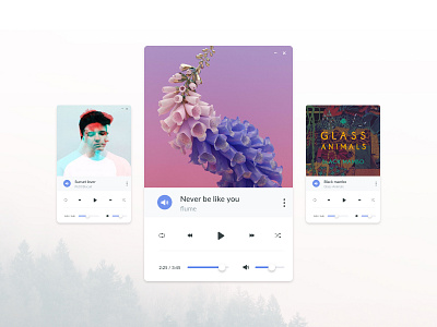 Player background flume glass animals layout media music player sunset lover ui
