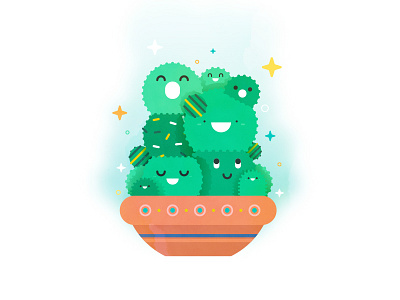 Cactypes 2d art cacti cactus character design flat happy kawaii plants texture vector