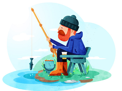 fisherman fish fisherman flat illustration man people