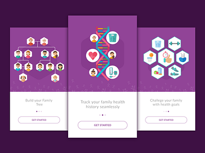 Onboarding Screens connect family genes goals healthcare illustration tap transform tree ui ux