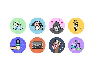 Anchor Station Icons baby boombox microphone monkey love popcorn portal science