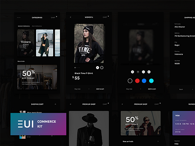 EUI Free Commerce PSD app commerce free freebie gumroad psd shop ui kit