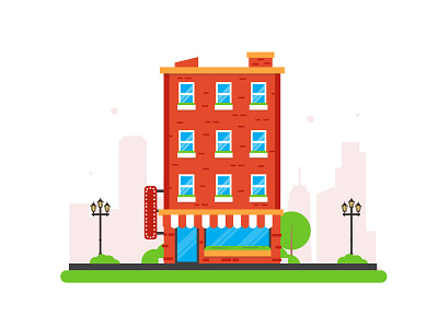 Building 01 apartement building city flat illustration simple store