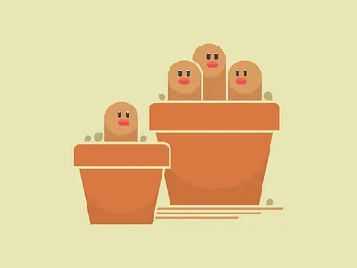 Potted Diglett/Dugtrio for Kanto Show diglett dugtrio gallery illustration nintendo pokemon print show