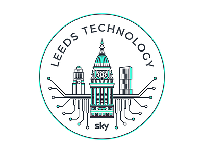 Leeds Technology Meetup geometry green illustrator leeds leeds town hall line art ls1 skyline sticker urban vector yorkshire