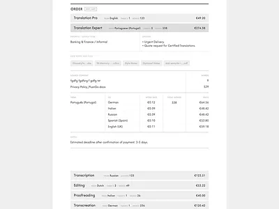 Mega Table buy ecommerce order resume review summary table