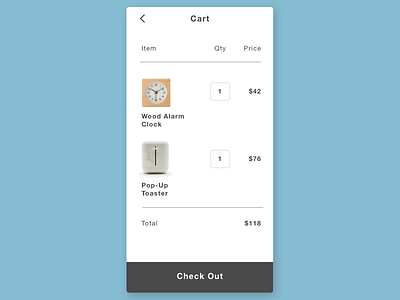 Daily UI challenge #058 — Shopping Cart dailyui