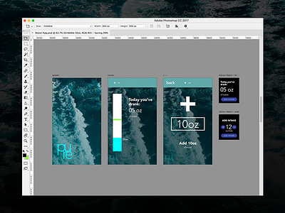 Pure – A new way to simply track water intake. adobe app blue design graphic iphone ui ux water xd