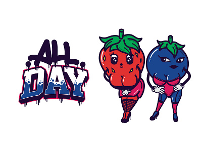 Berry Girls - All Day berry character draw fruit girls hands vector