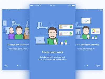 Time Doctor Mobile App - Onboarding app design flow illustrations ios onboarding ui ux