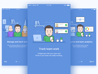 Time Doctor Mobile App - Onboarding app design flow illustrations ios onboarding ui ux