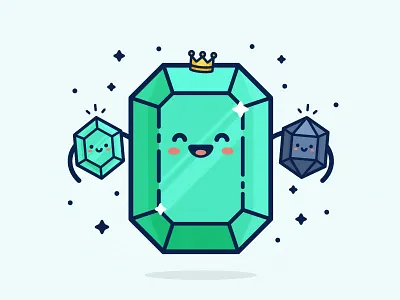 Emerald cute emerald flat fun icon illustration line mel science science shiny stroke