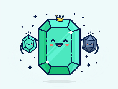 Emerald cute emerald flat fun icon illustration line mel science science shiny stroke