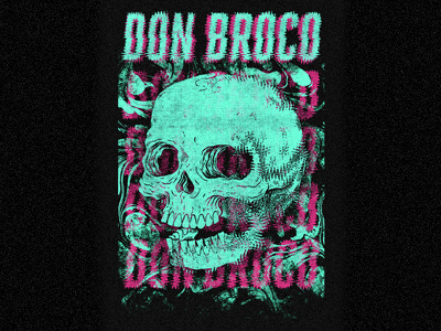 Don Broco art drawing glitch illustration ink noise pen pink skull tv