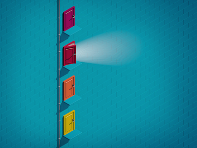 Unexpected visit 3d blue c4d clean color design illustration iso isometric light modeling vector