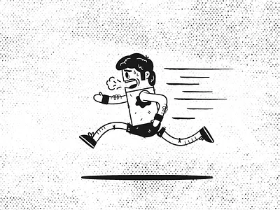 65/100: Killer Cardio bw character fitness get fit gym illustration retro vector workout