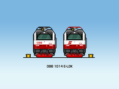 OBB Rh1014 E-LOK illustration locomotive rail railway red train