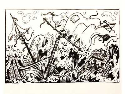 Shipwreck Drawing 2 drawing illustration ink