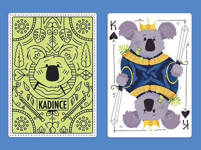 Koala playing cards animal bear bicycle king koala leaf playing cards poker spade sword