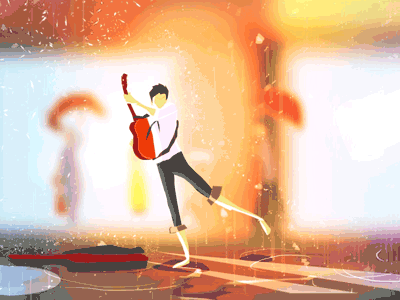 Street Performer animation artwork cartoons character digital jhalla moazzam motion music performance rain street