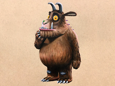 Uh oh gruffalo axel scheffler cartoon colours gruffalo illustration paper pencils sketch toned uhoh