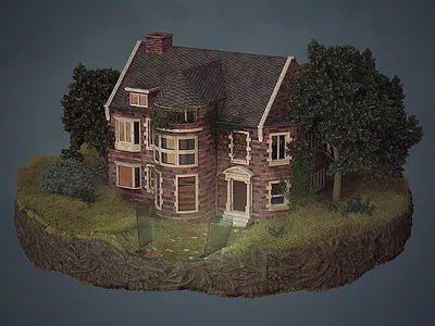 Murder House 3d architecture c4d cinema4d fantasy horror lowpoly model