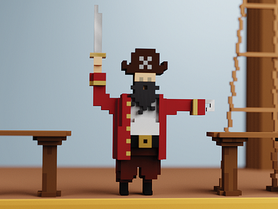 Pirate Captain 3d blender magicavoxel pirate pirate captain