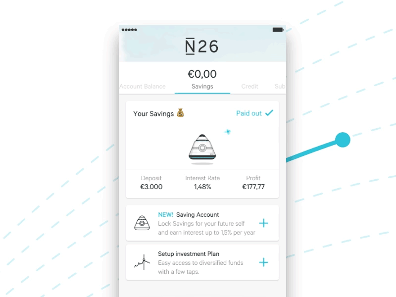 N26 Fixed Savings – Payout banking capsule celebration future gif ios mobile money payday payout saving