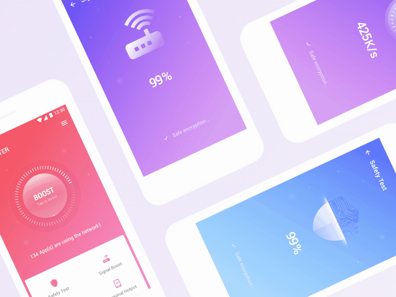 Test / Boost Animation For Safe Project animation boost gif network safe scan ui ux wifi